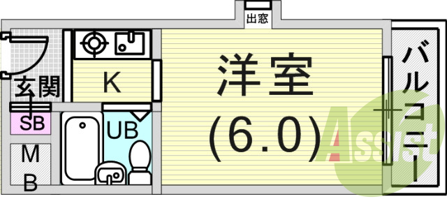 ワンルーム（１４平米）エアコン・日当り良好