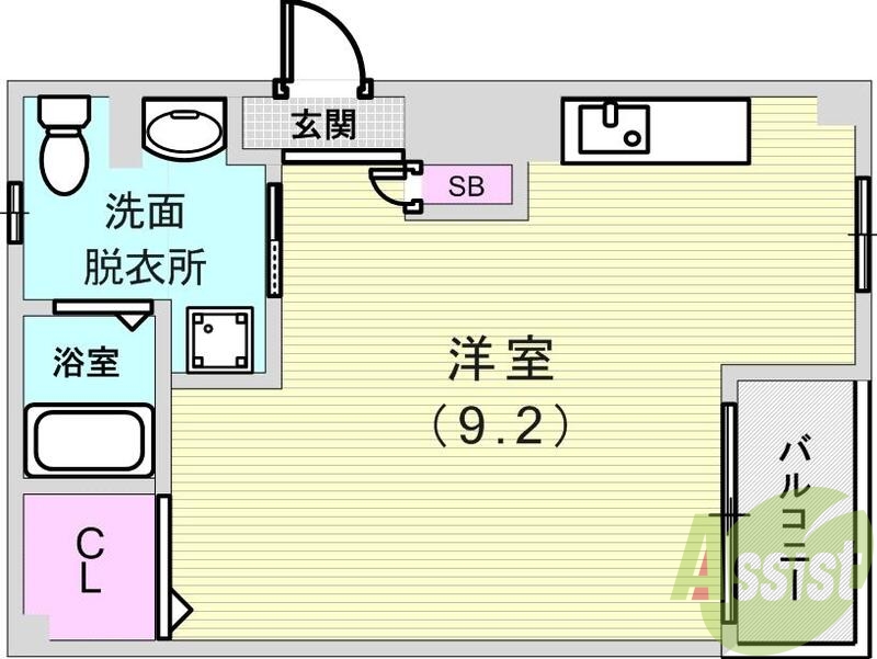 1R（23.1平米）角部屋・最上階・浴室乾燥機・追い焚き