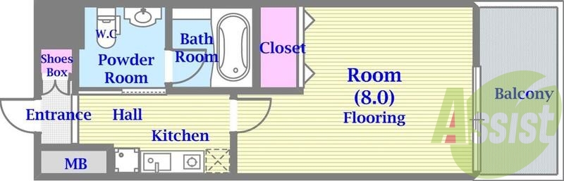 セパレートでリビングが広めの単身さん向けの間取りです。