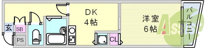 ゆったり使える1DKの間取り