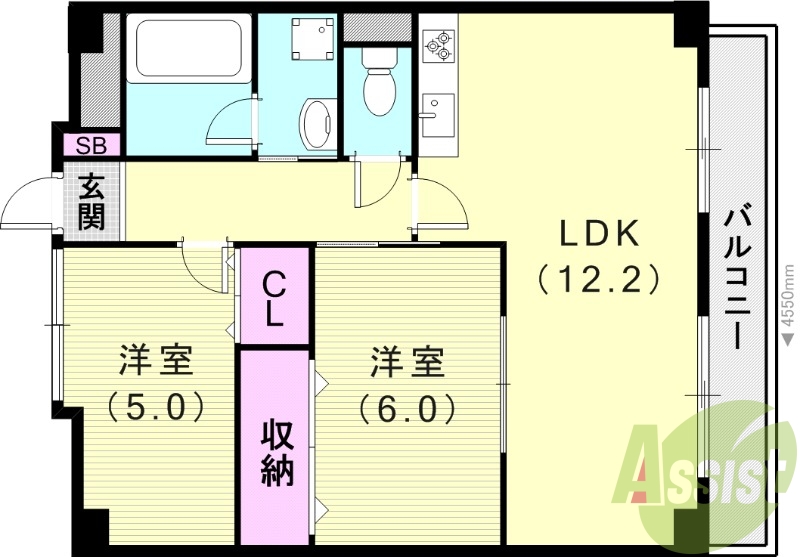 2DLK（53.02平米）モニターホン・南向き・宅配BOX付