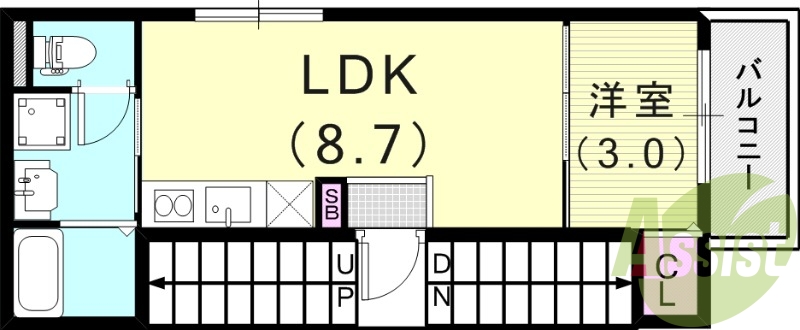 1LDK(30.89平米）浴室乾燥機・モニターフォン