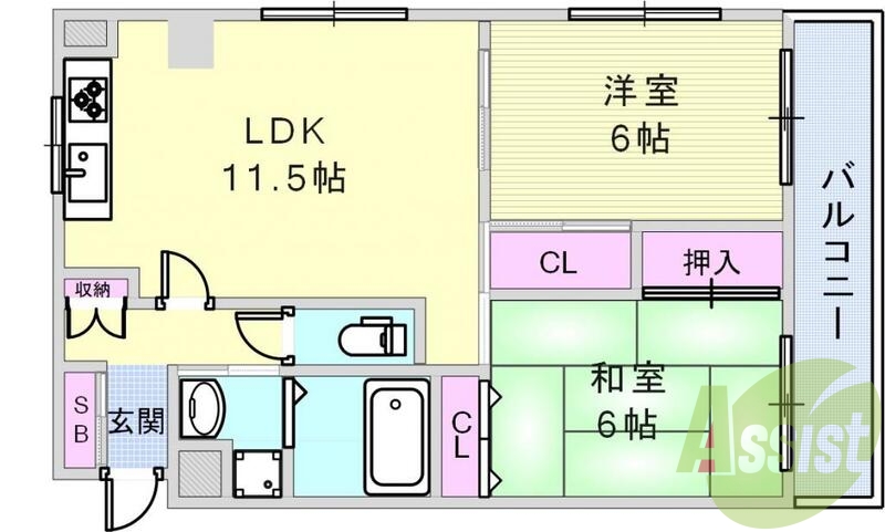２LDK小さなお子様のいらっしゃるご家庭におすすめ間取り