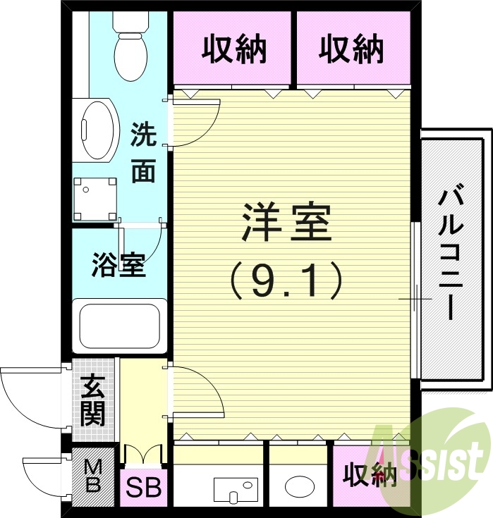 １Ｒ（30平米）角部屋・女性専用・宅配ボックス・モニターホン