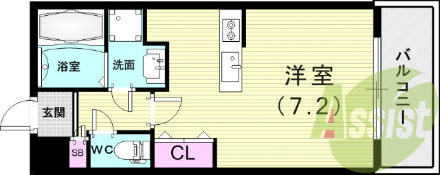 １Ｋ（２３．２７平米）オートロック・インターネット無料