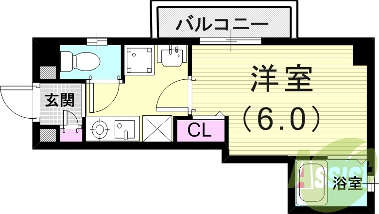 1K(18平米）室内洗濯機置場・シューズボックス