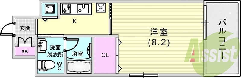 単身向けの落ち着いた間取です。