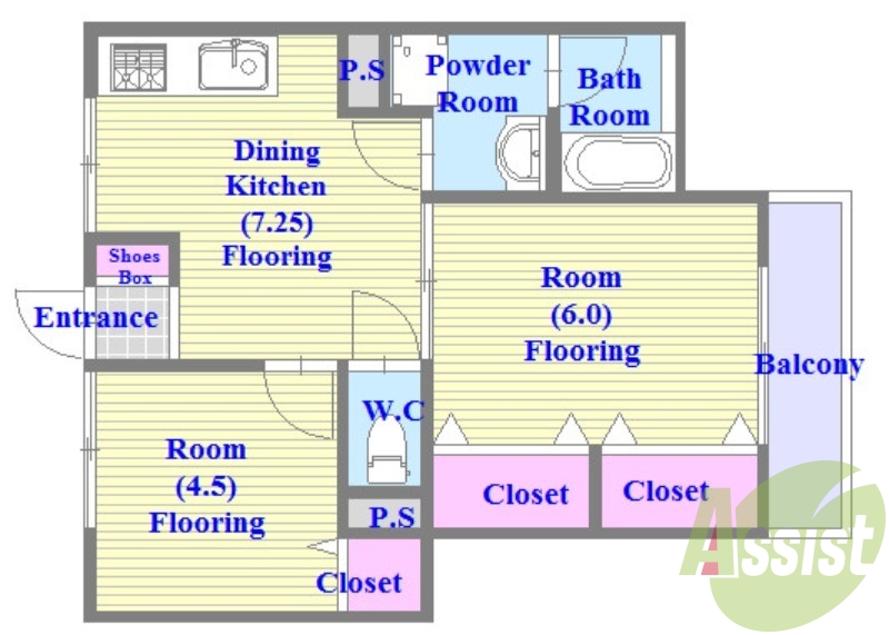 バストイレがセパレート、独立洗面所のある使い易い間取りです。