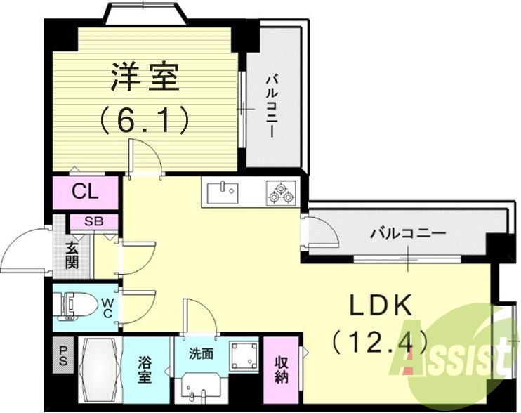 １ＬＤＫ（３８．８７平米）システムキッチン・室内洗濯機置場