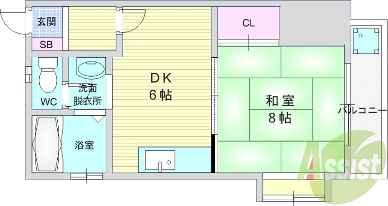 1DK（30平米）角部屋・独立洗面台・エアコン・出窓