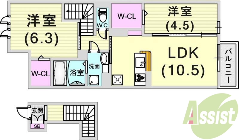 ２LDKの間取りです