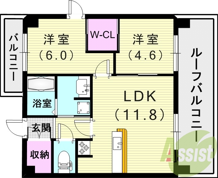 2LDK（52.92平米）システムキッチン・浴室乾燥機