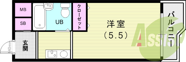 １R(10.97平米）オール電化・エアコン・洗濯機置き場あり