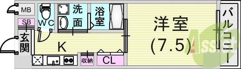 １Ｋ（２６．８９平米）エアコン・浴室乾燥機・ウォシュレット