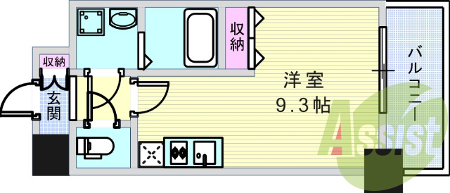 広々とした1Kの間取りです。