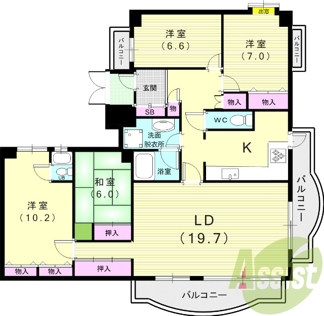 ４LDK（１２７.２４平米）システムキッチン、浴室2か所あり