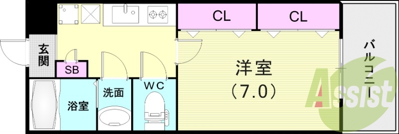 1K（２５平米）オートロック・浴室乾燥機・エアコン