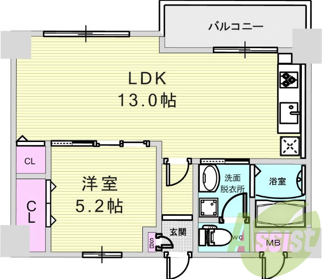 1LDK（43.45平米）システムキッチン・モニターホン