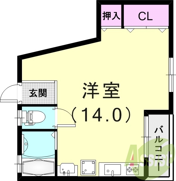 1R（35.47平米）洗面台・セパレート・室内洗濯機置場