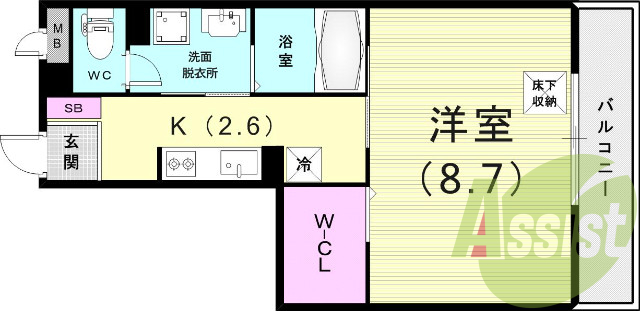 １K（31.02平米）システムキッチン・独立洗面台・収納