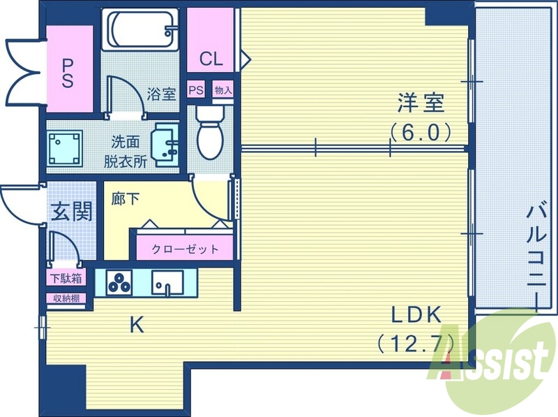 １ＬＤＫ（４５．７５平米）エアコン・室内洗濯機・ＴＶモニター