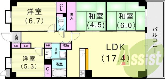 4ＬＤＫ（84.80平米）システムキッチン・独立洗面台・収納