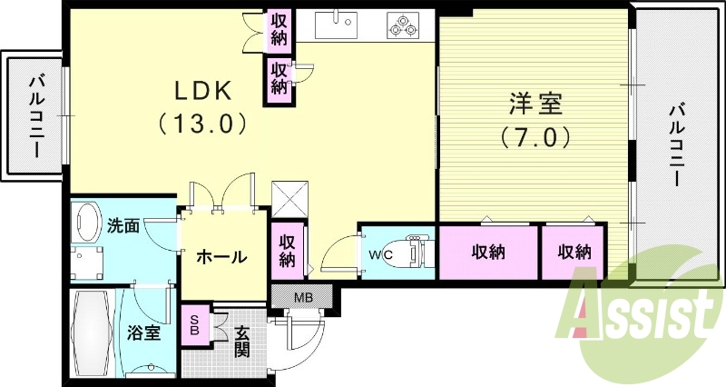 1LDK（47.13平米）システムキッチン・食器乾燥機