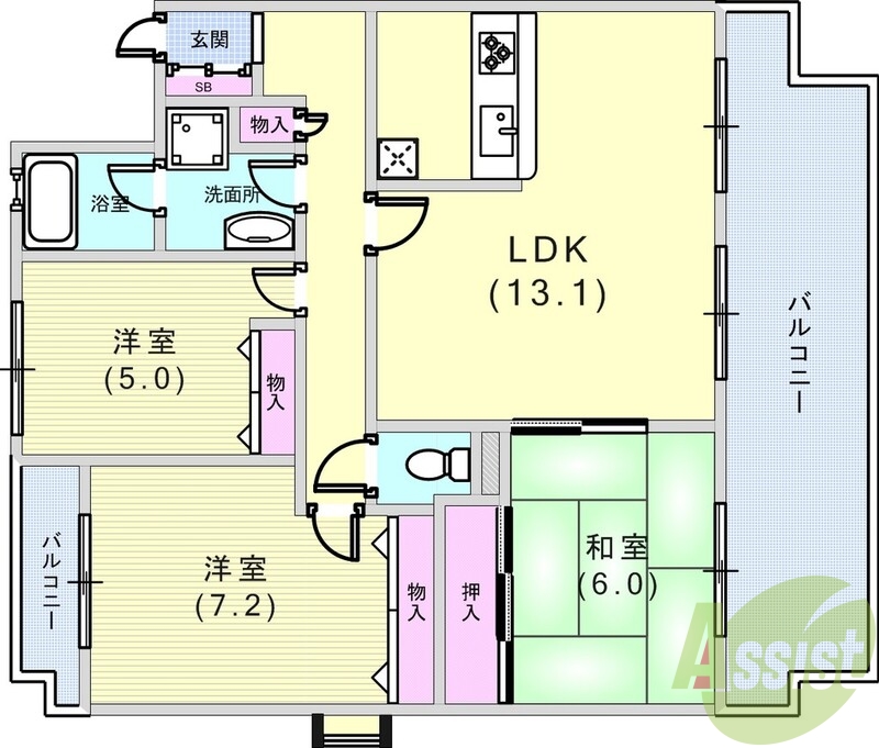 3口システムガスキッチン、オートロック