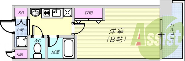 １Ｋ(２４．92平米)ＴＶモニタ付インターホン・オートロック
