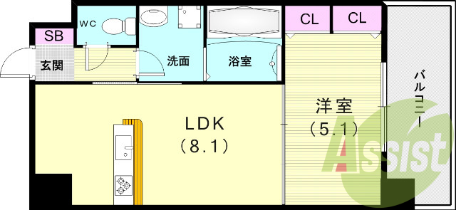 1LDK（31.53平米）システムキッチン・浴室乾燥機・収納