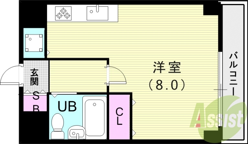 1R（26.44平米）システムキッチン・エアコン・下駄箱