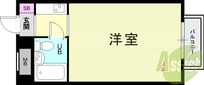 1R（19.6３米）インターネット無料、エアコン・角部屋