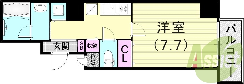 1K(26.78平米）浴室乾燥機・モニター付インターフォン