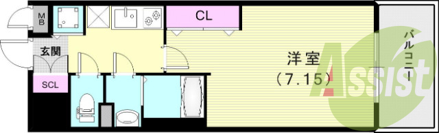 1K（24.34平米）エアコン・浴室乾燥機・システムキッチン