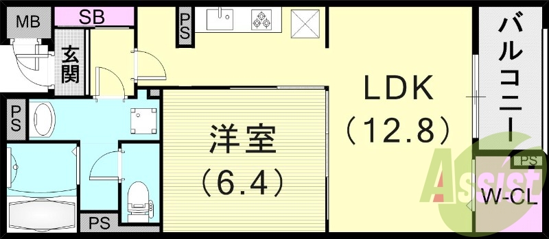 1LDK（44.23平米）エアコン・ネット無料・浴室乾燥機
