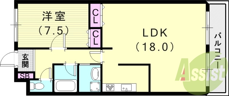 1LDK(60.13平米）エアコン・システムキッチン・収納