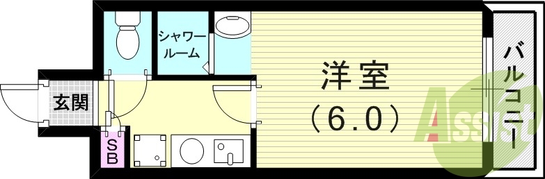 1Ｋ（17.80平米）オートロック、レディースマンション