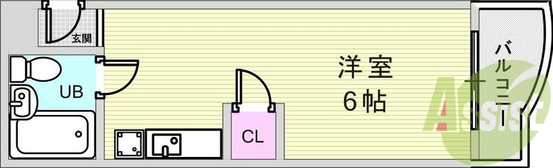 1R（21平米）エアコン・ネット無料・室内洗濯置き場・収納