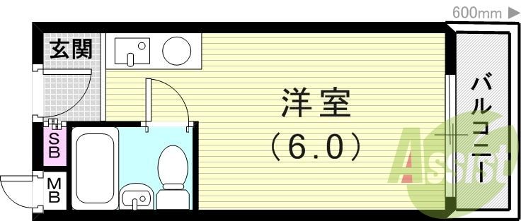 1R（14.04平米）エアコン・バルコニー・IHコンロ