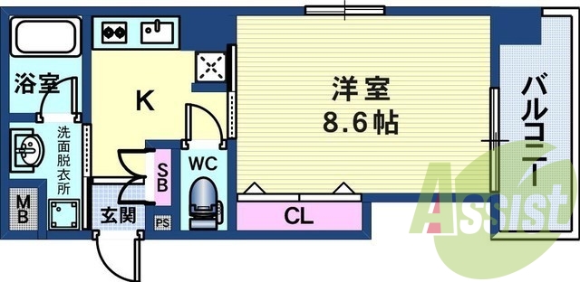 3点セパレートの1K