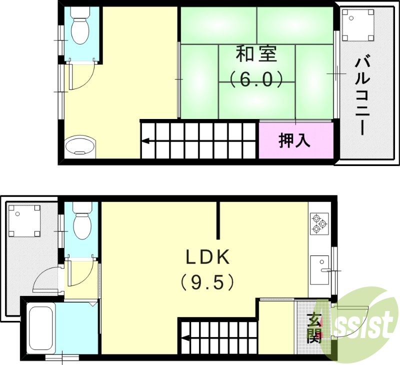 1LDK（47.92平米）システムキッチン・モニターホン