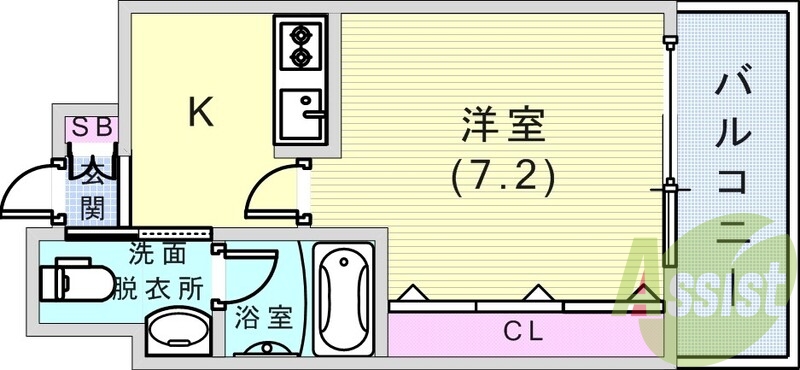 1K（25.36平米）システムキッチン・床暖房・浴室乾燥機