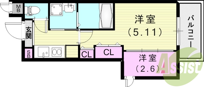 1DK（23.85平米）モニターホン・浴室乾燥機・ネット無料
