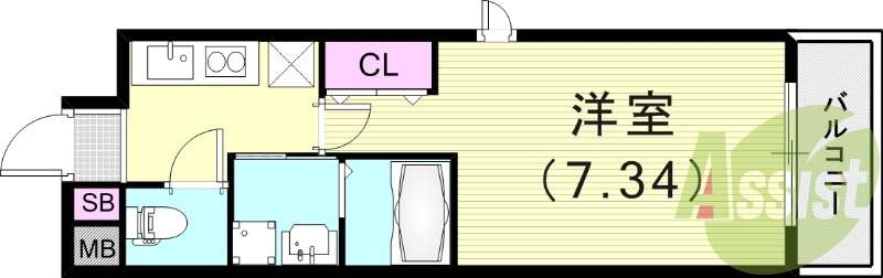 1K（23.54平米）モニターホン・浴室乾燥機・ネット無料