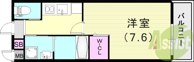 1K（25.21平米）モニターホン・浴室乾燥機・ネット無料