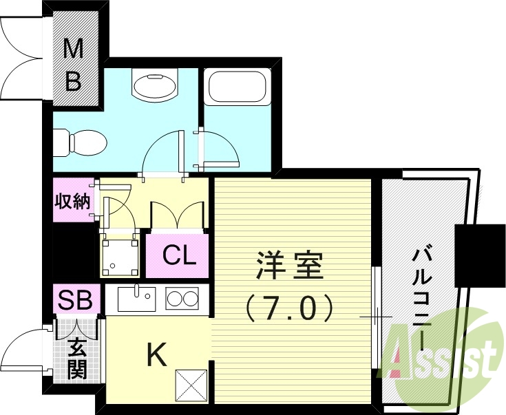 1K（29.59平米）システムキッチン・モニターホン・収納
