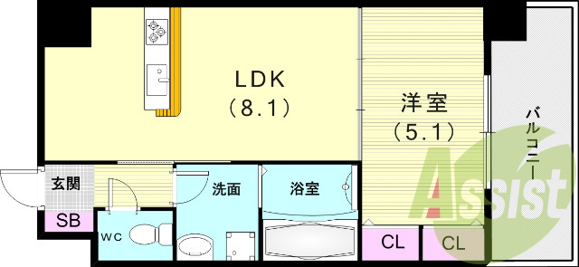 1LDK（31.53平米）システムキッチン・エアコン