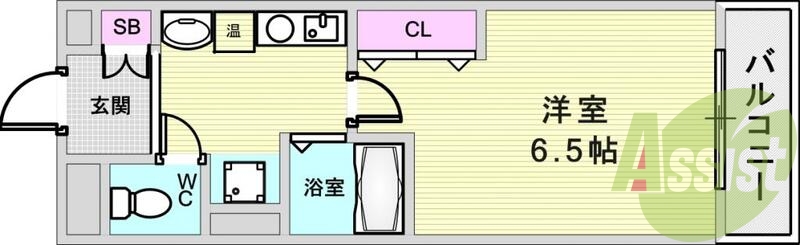 １Ｋ（２１．４平米）オートロック・オール電化・室内洗濯機置場