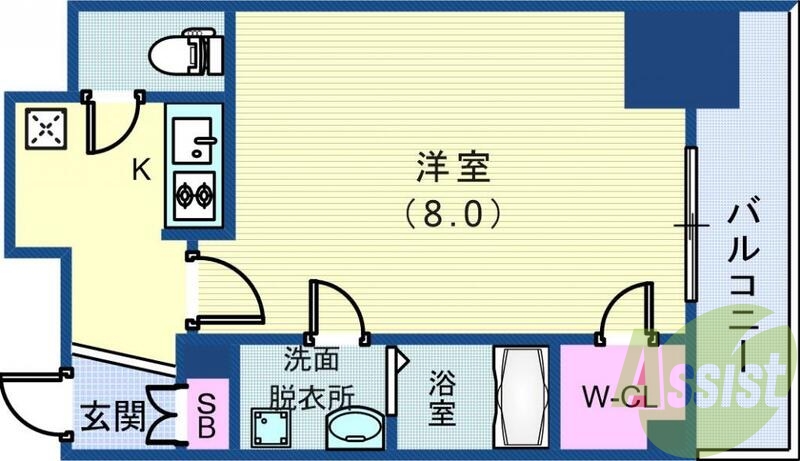 Bタイプ　1K　26.61㎡
