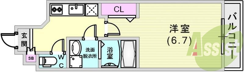 丁度いいお部屋の広さです。